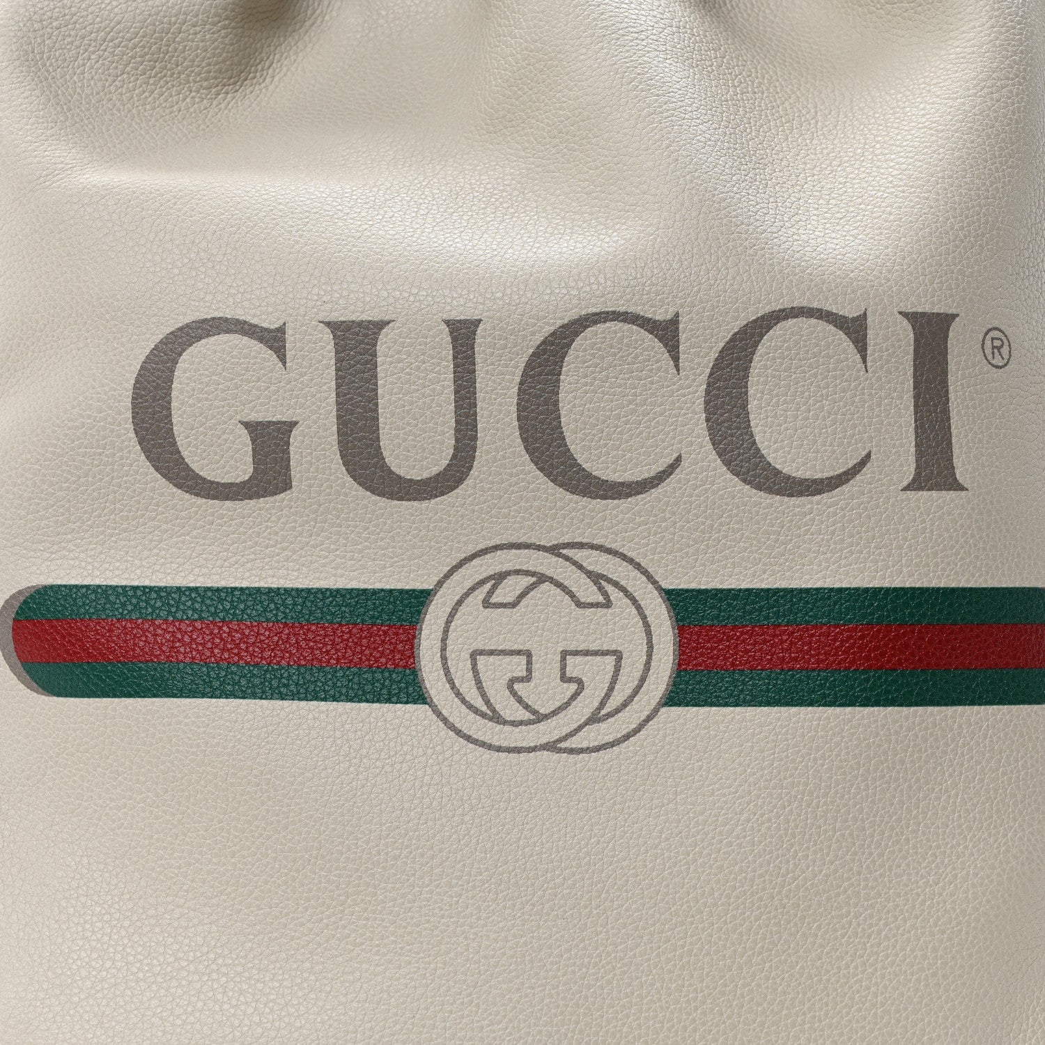 Gucci Calfskin Logo Drawstring Backpack Mystic White 8 of 10