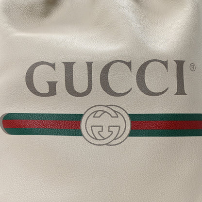Gucci Calfskin Logo Drawstring Backpack Mystic White 8 of 10