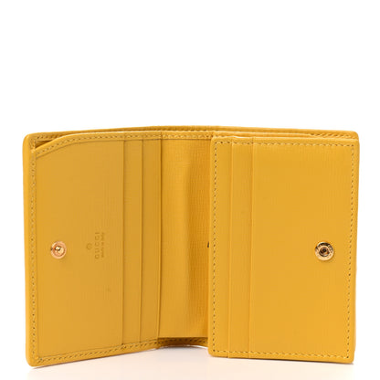 Gucci Azalea Calfskin GG Monogram Bi-Color Debossed Horsebit 1955 Card Case Wallet Dusty Azure Stone Topaz Deep Orange 5 of 8