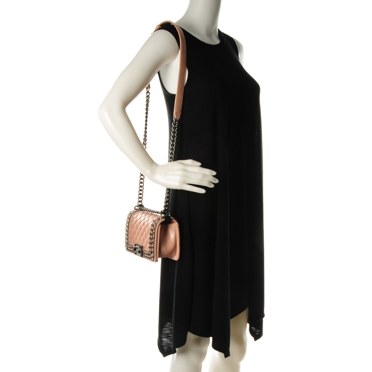 Chanel Glazed Calfskin Small Boy Chained Flap Pink 2 of 7