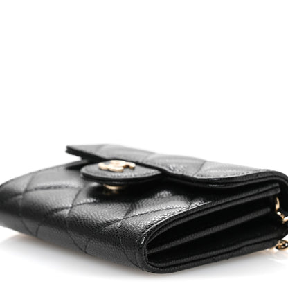 Chanel Caviar Quilted Flap Card Holder On Chain Black 10 of 11