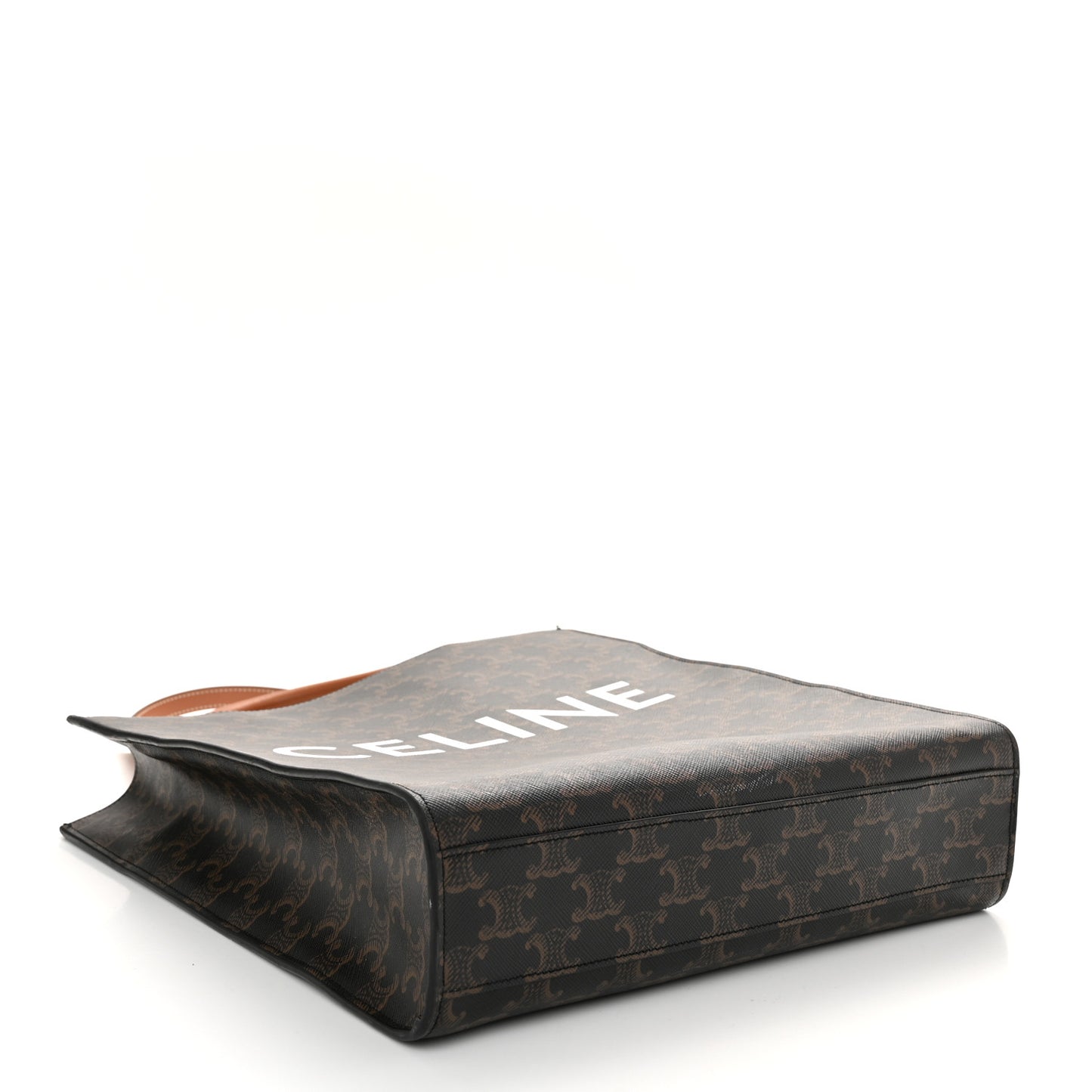 Triomphe Canvas Calfskin Small Vertical Cabas Tan