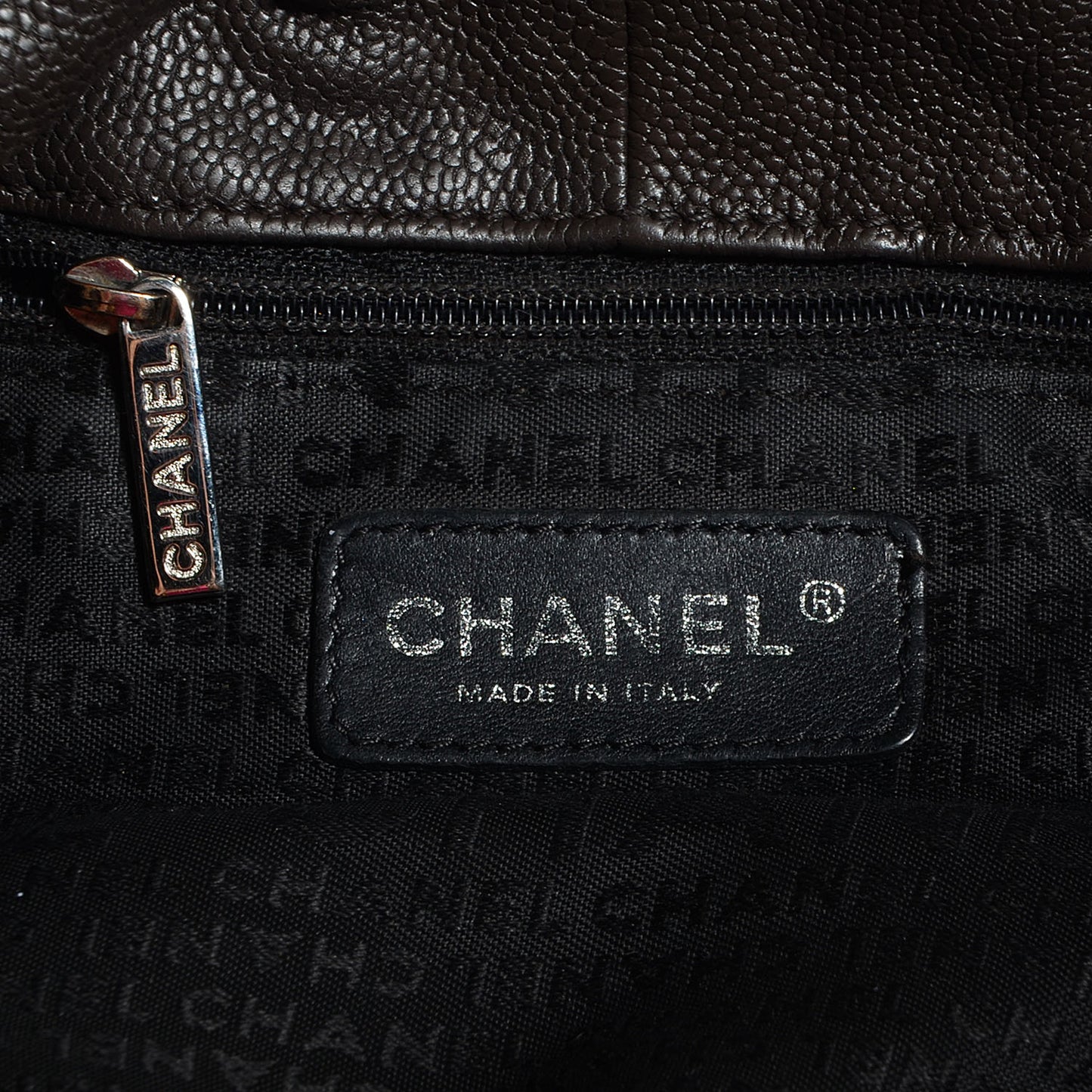 Distressed Caviar Large Coco Cabas Dark Grey