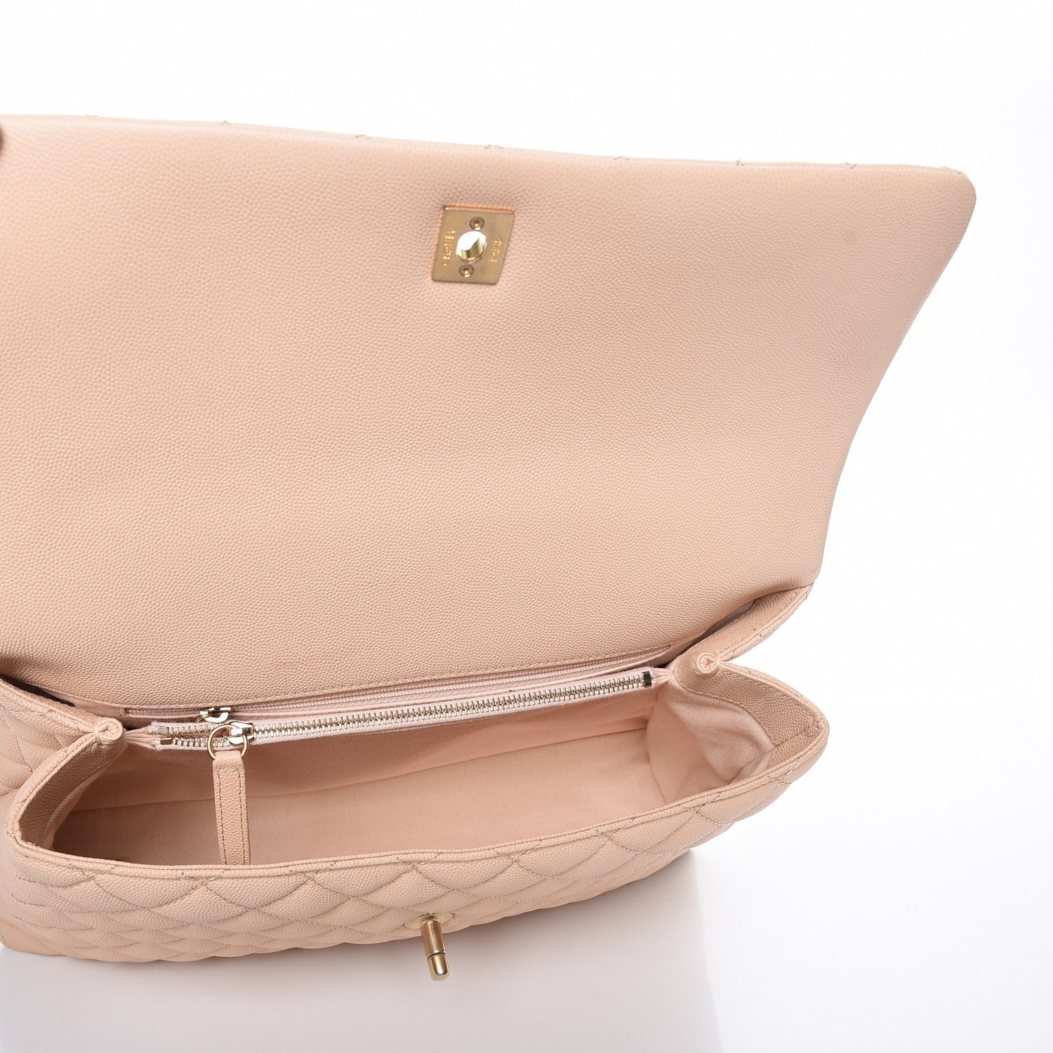 Chanel Caviar Quilted Medium Coco Handle Flap Light Beige 6 of 10