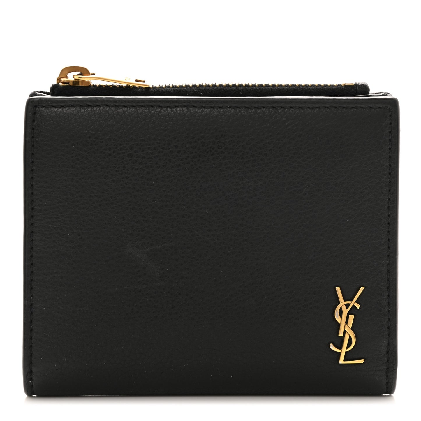 Calfskin Compact Zip Wallet Black