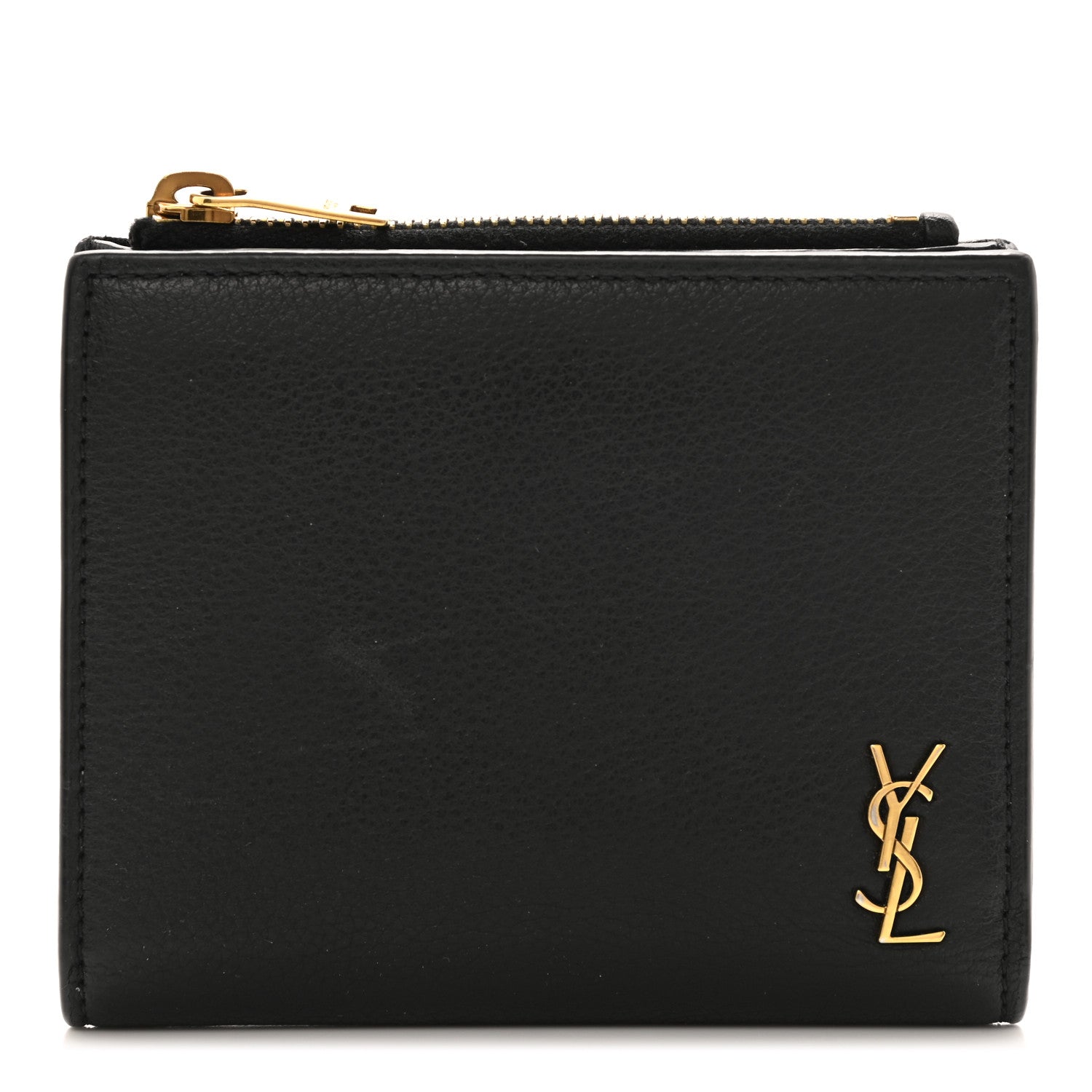 Saint Laurent Calfskin Compact Zip Wallet Black 1 of 7
