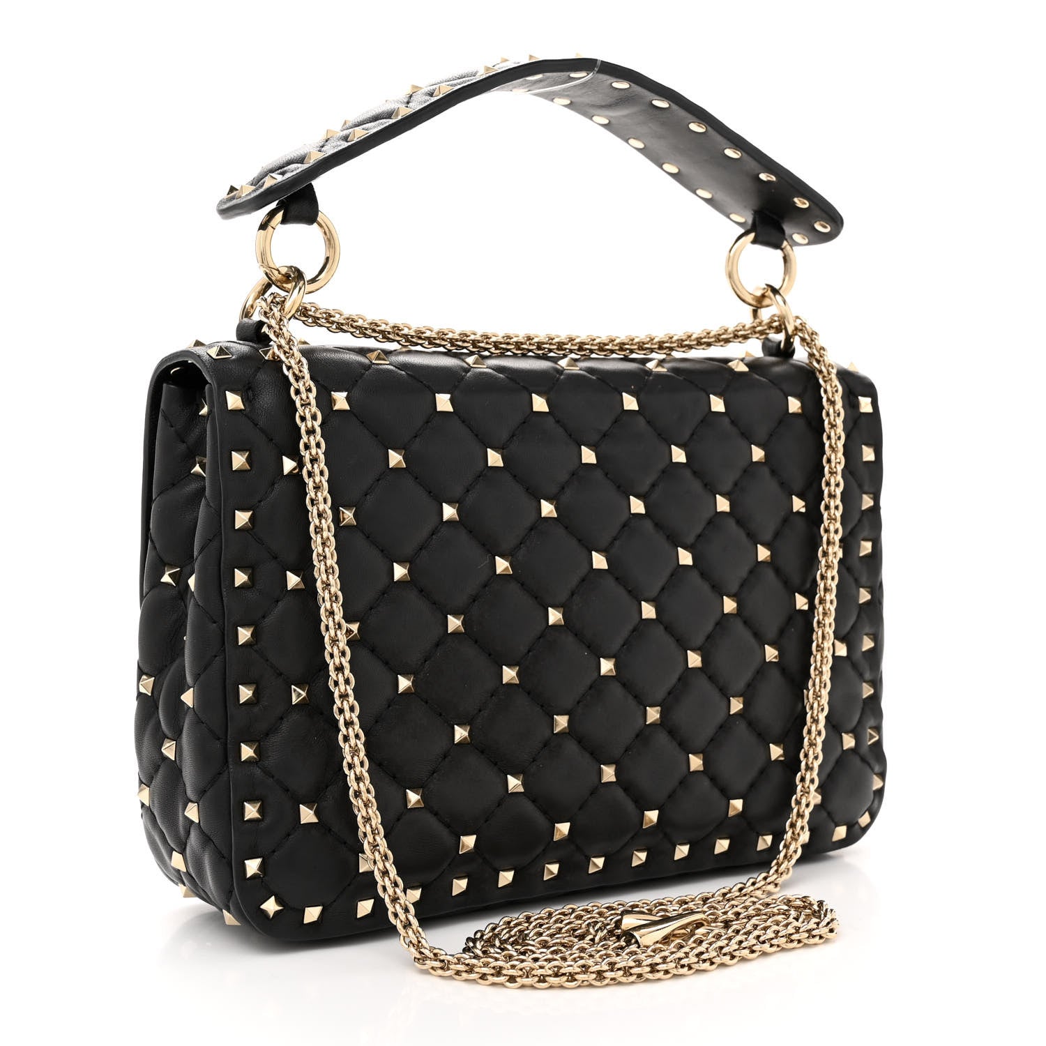 Valentino Garavani Lambskin VLTN Print Medium Rockstud Spike Shoulder Bag Black 3 of 11