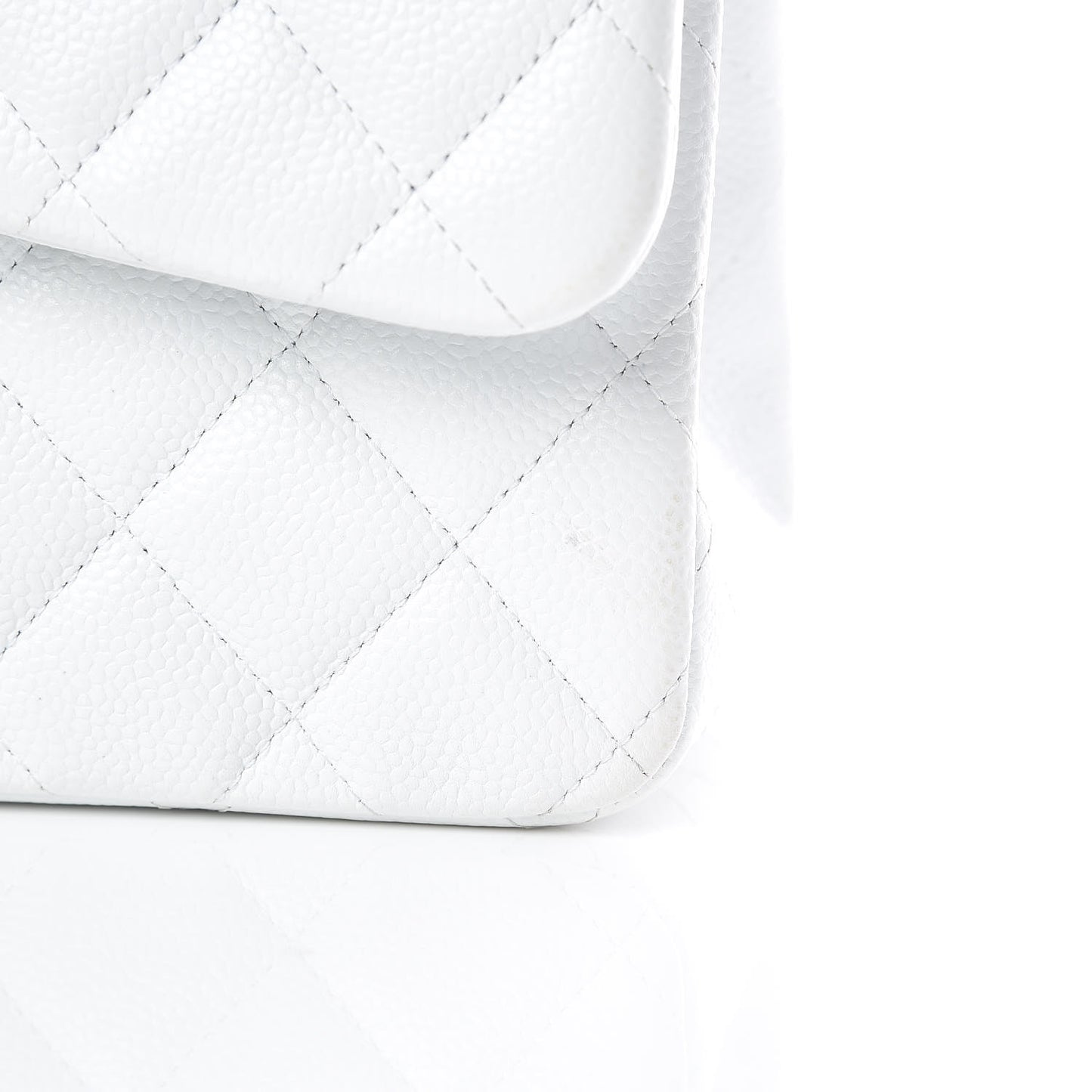 Caviar Quilted Jumbo Double Flap White