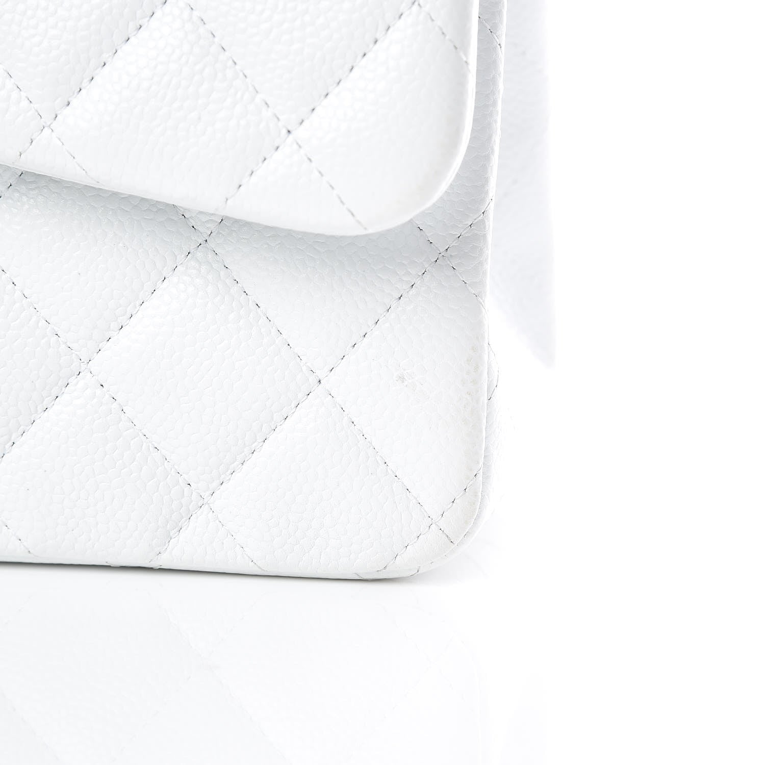 Chanel Caviar Quilted Jumbo Double Flap White 16 of 17