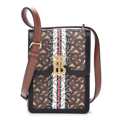 Burberry E-Canvas Monogram Stripe Robin Bag Bridle Brown 1 of 9