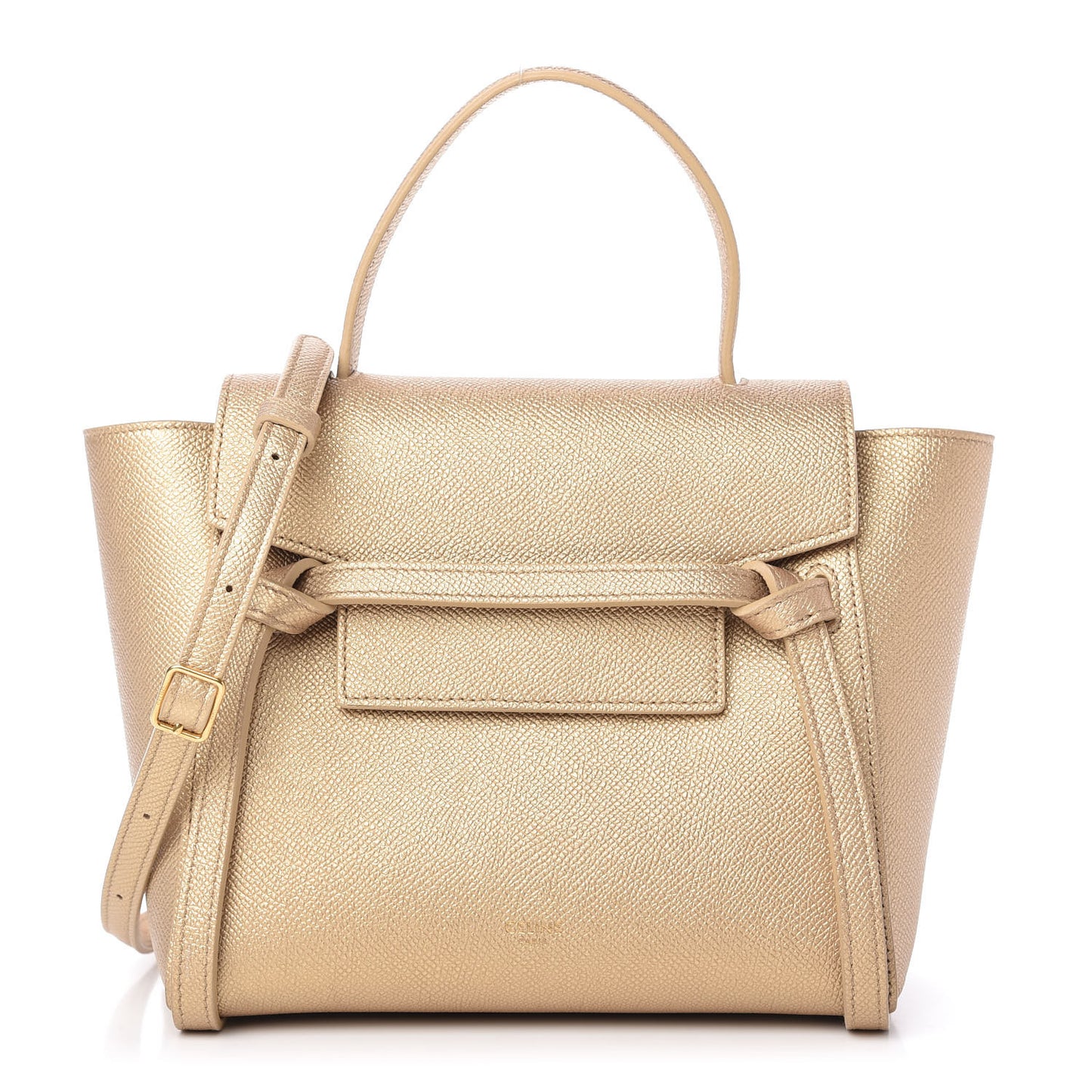 Laminated Calfskin Nano Belt Bag Gold