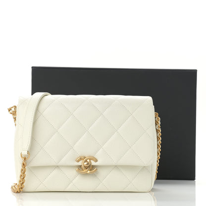 Chanel Shiny Caviar Quilted Small Chain Melody Flap White 12 of 12