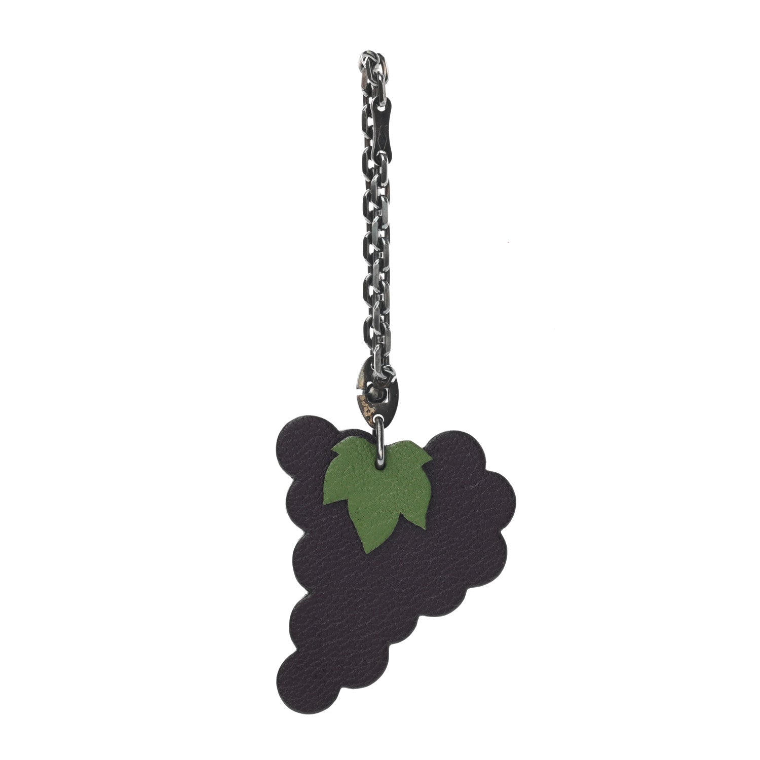Hermes Chevre Mysore Grape Key Chain Bag Charm Raisin 1 of 3