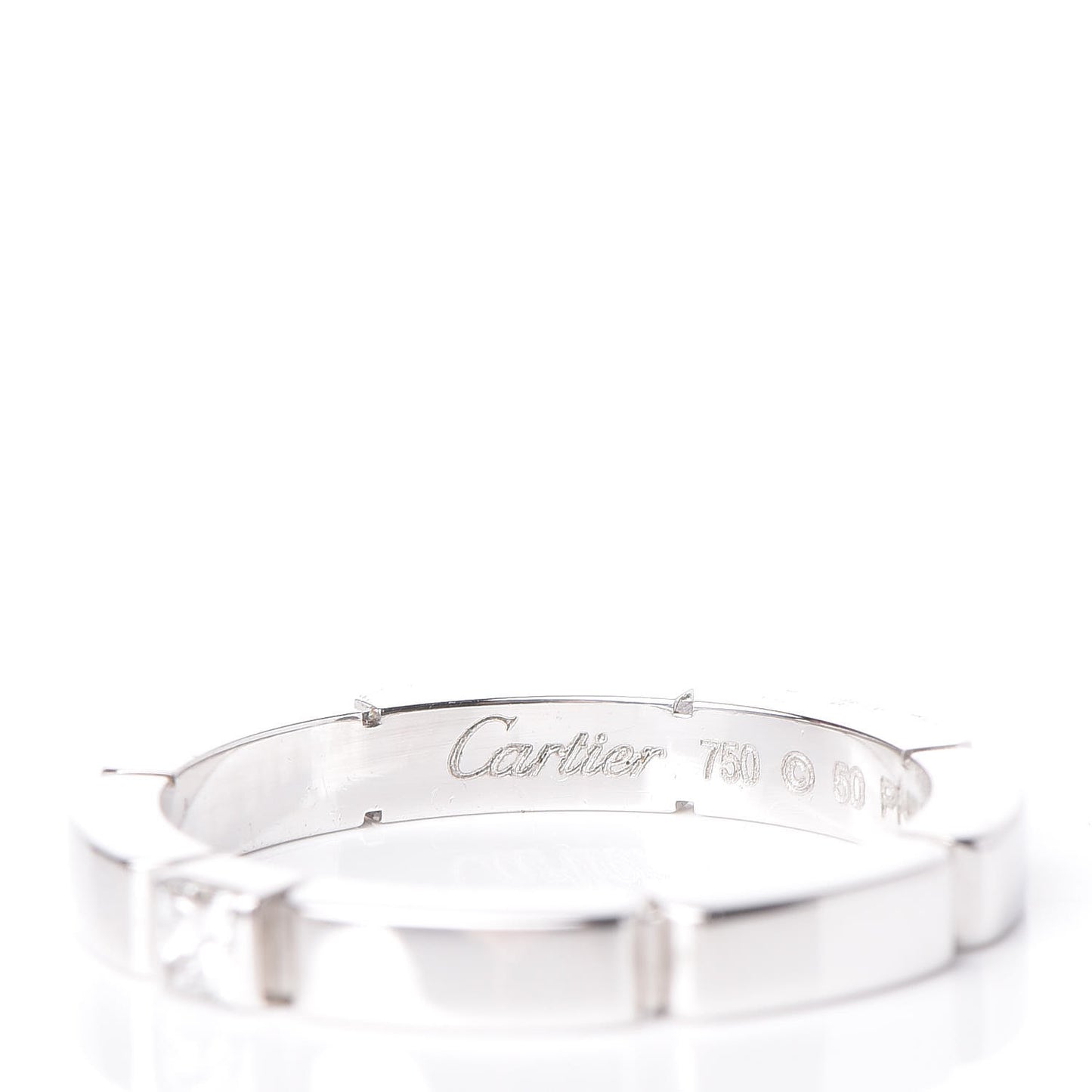 18K White Gold Diamond 2.5mm Maillon Panthere Wedding Band Ring 50 5.25