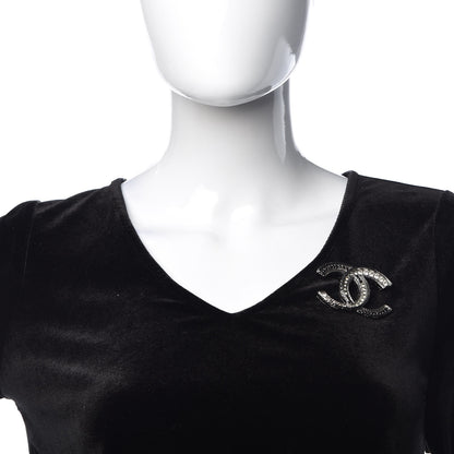 Chanel Ruthenium Crystal CC Brooch Black 2 of 3