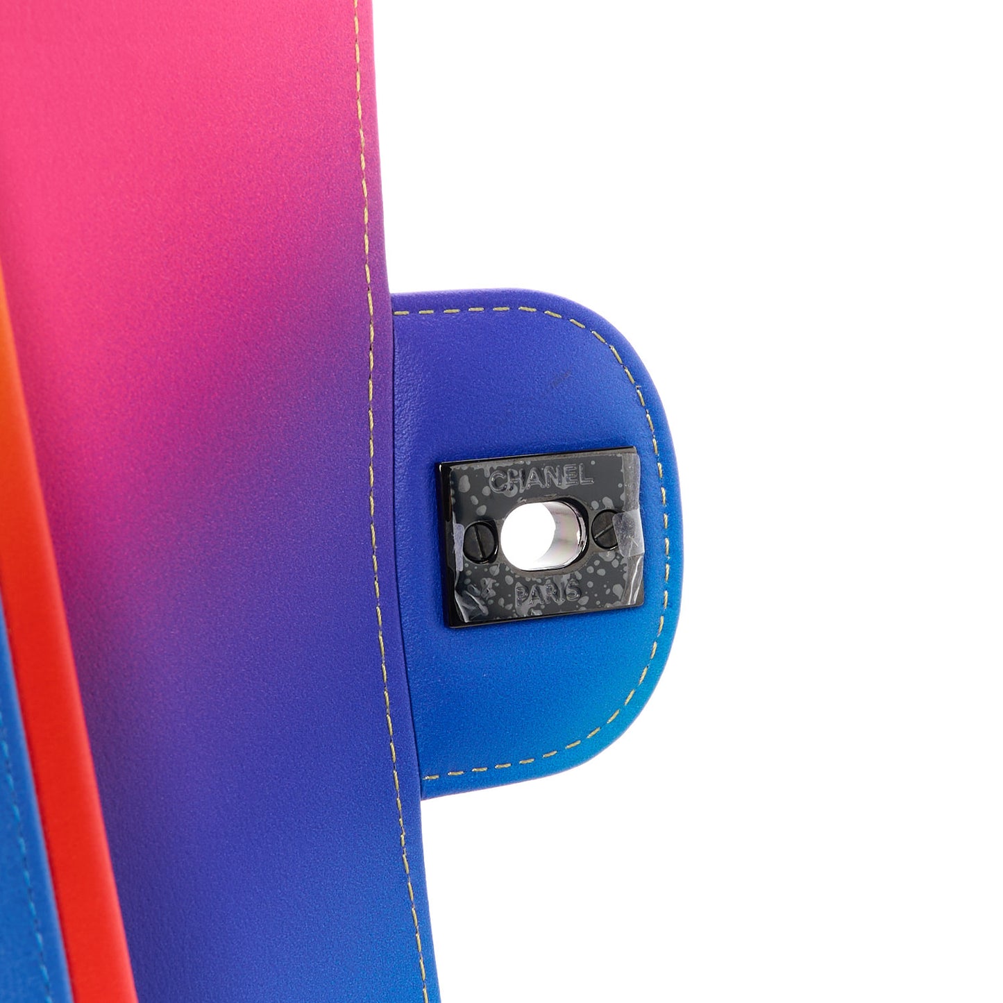 Calfskin Quilted Medium Rainbow Double Flap Multicolor
