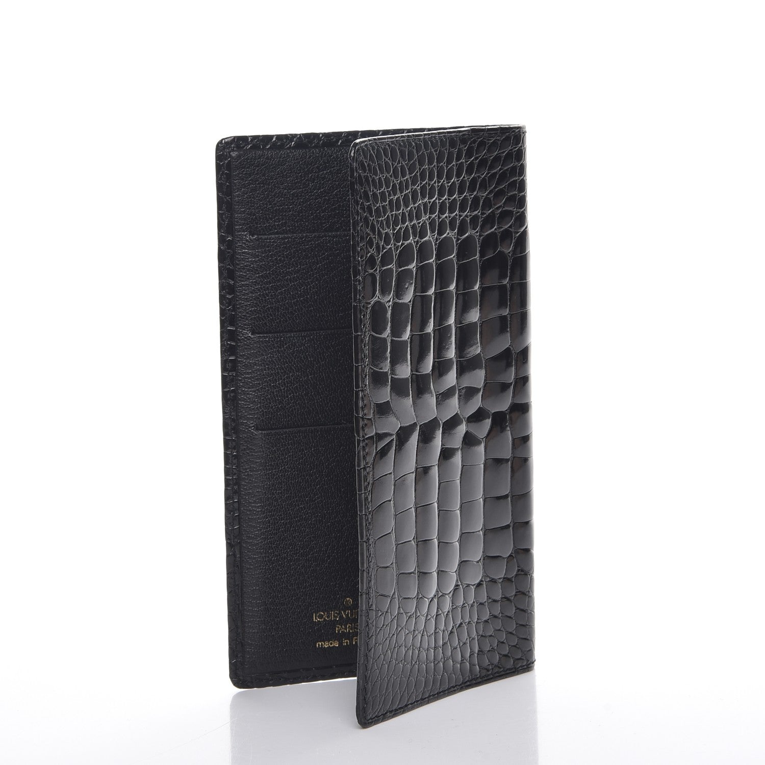 Louis Vuitton Alligator Checkbook Wallet Black 3 of 7
