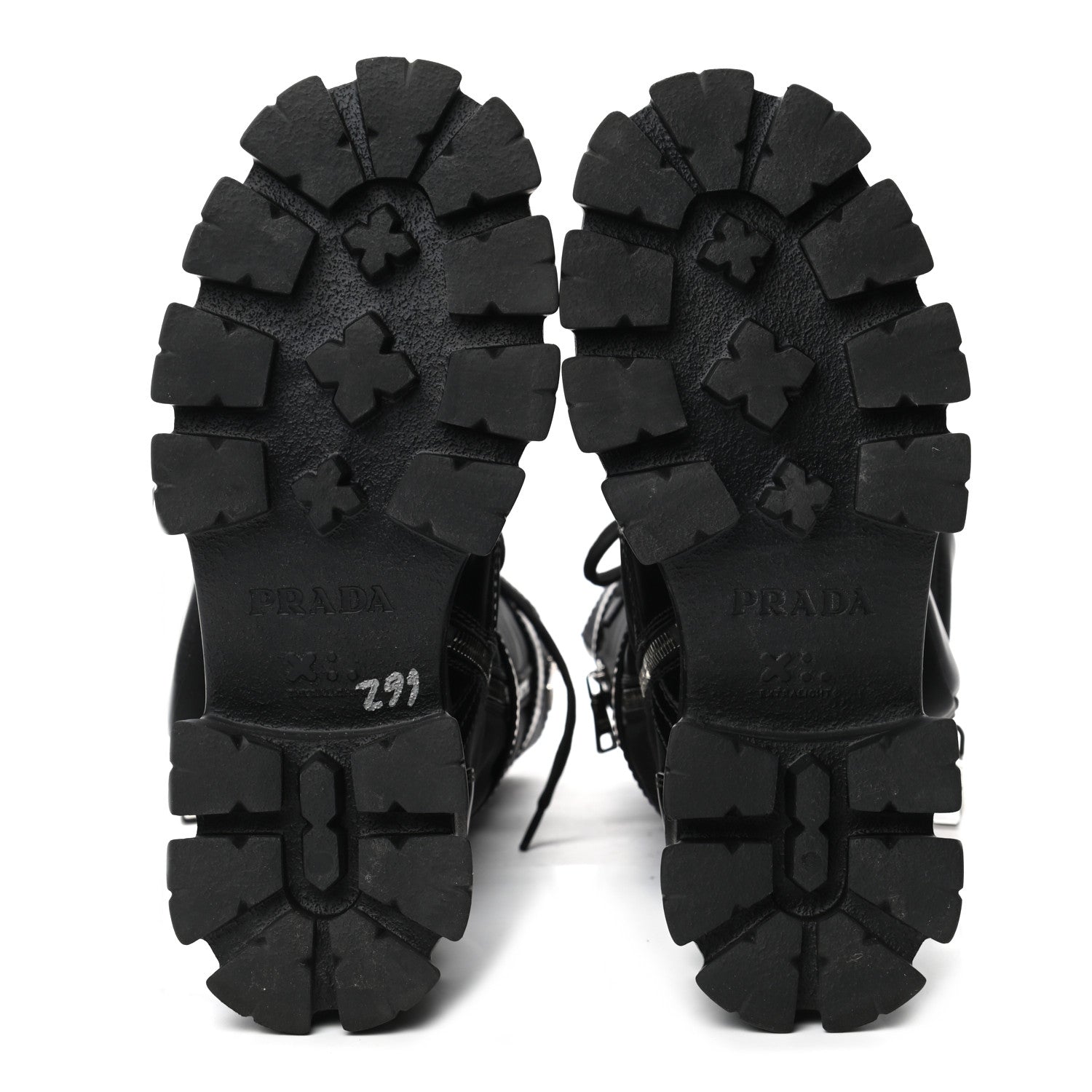 Prada Spazzolato Rois Re-Nylon Metal Triangle Logo Monolith Pouch Pocket 55mm Tall Combat Boots 36.5 Black 5 of 8