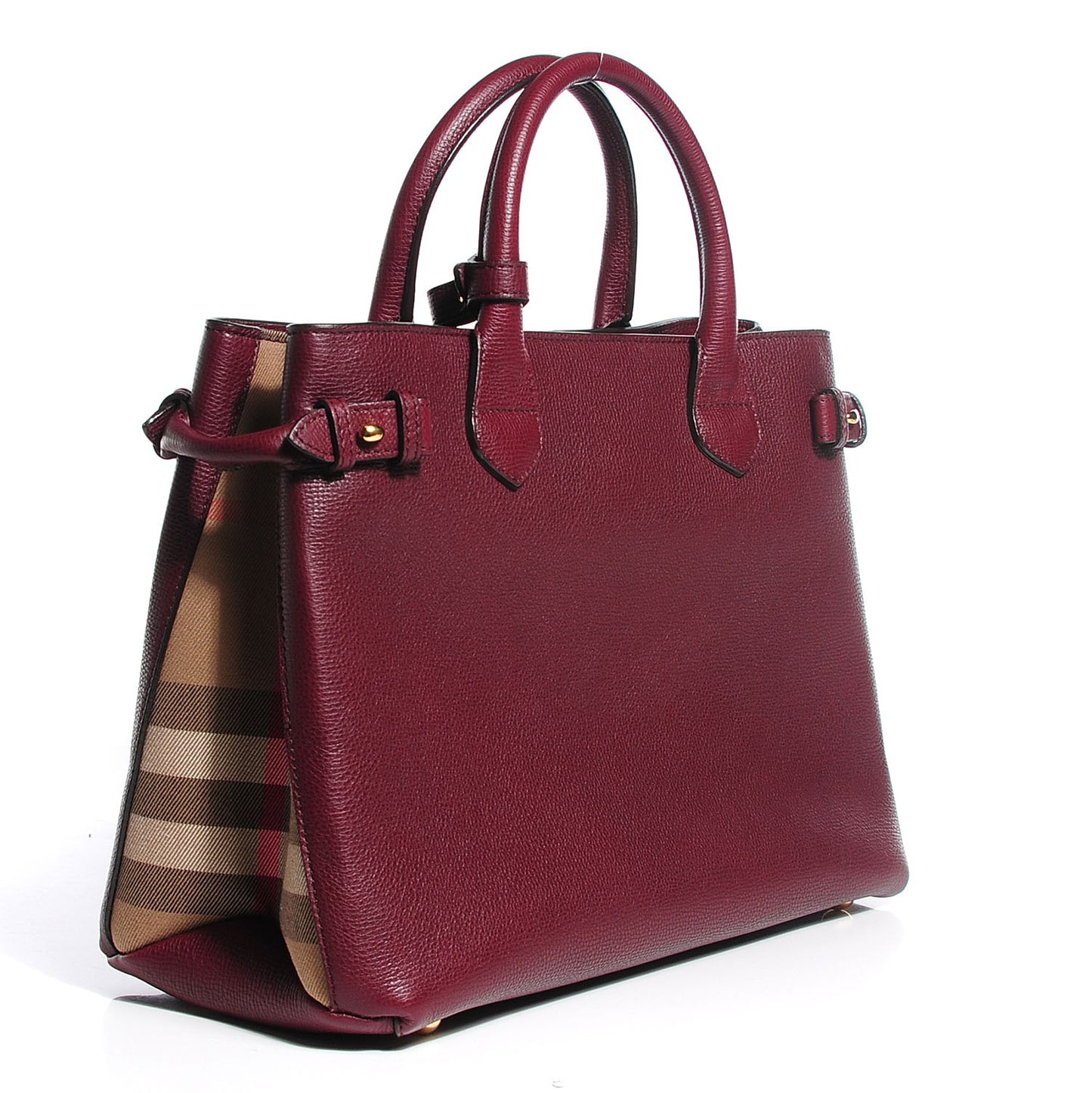Grainy Leather House Check Medium Banner Tote Elderberry