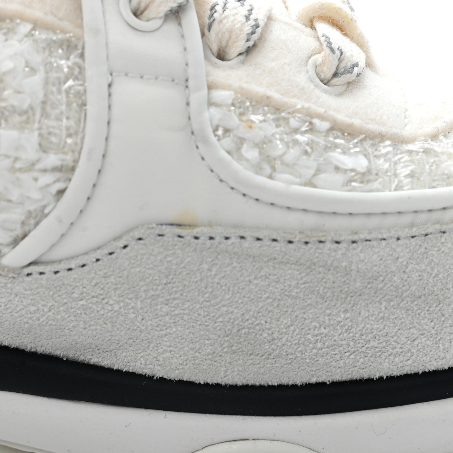 Chanel Velour Tweed CC Sneakers 39 White 10 of 12