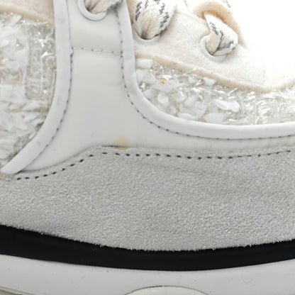 Chanel Velour Tweed CC Sneakers 39 White 10 of 12