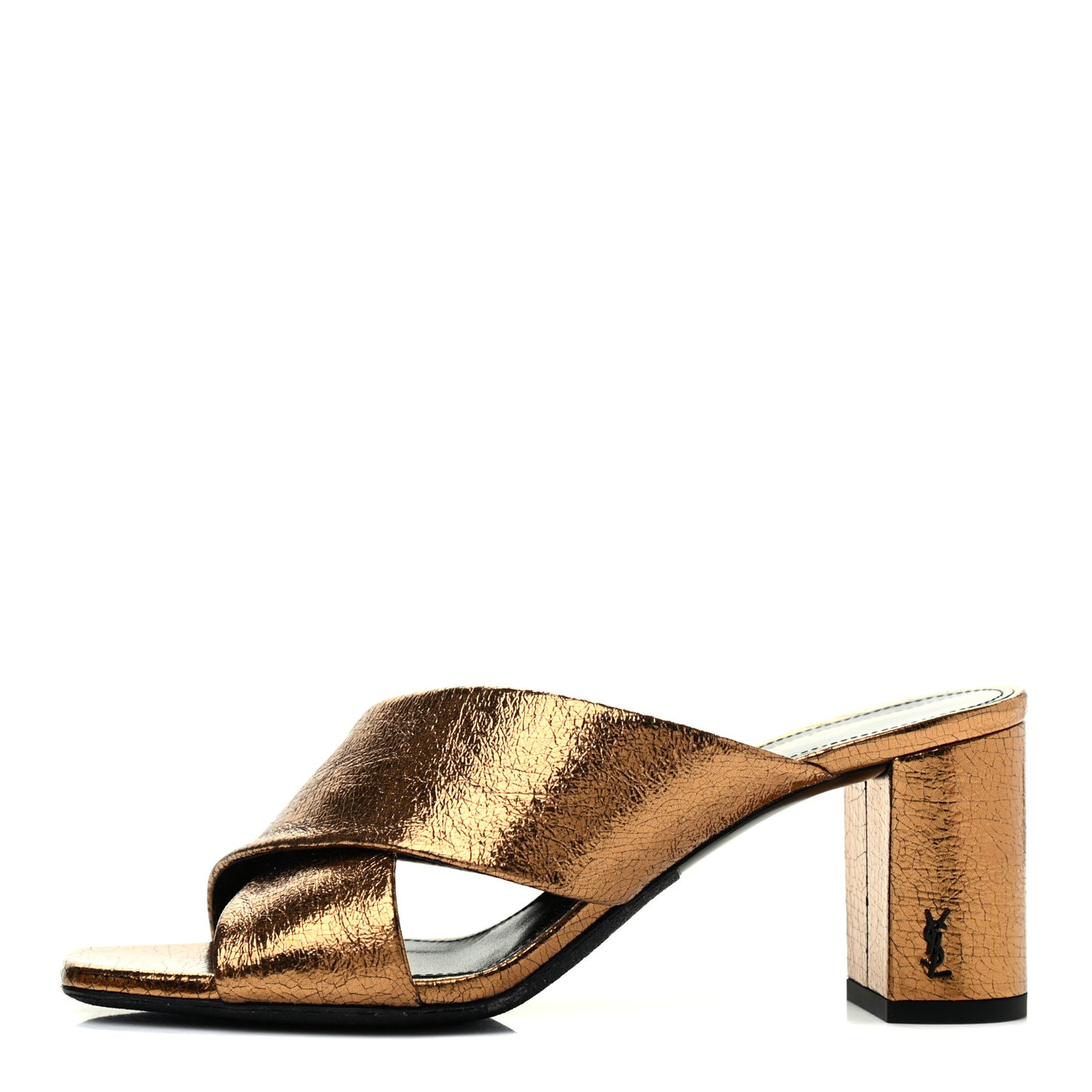Metallic Calfskin Mule Sandals 37 Chestnut
