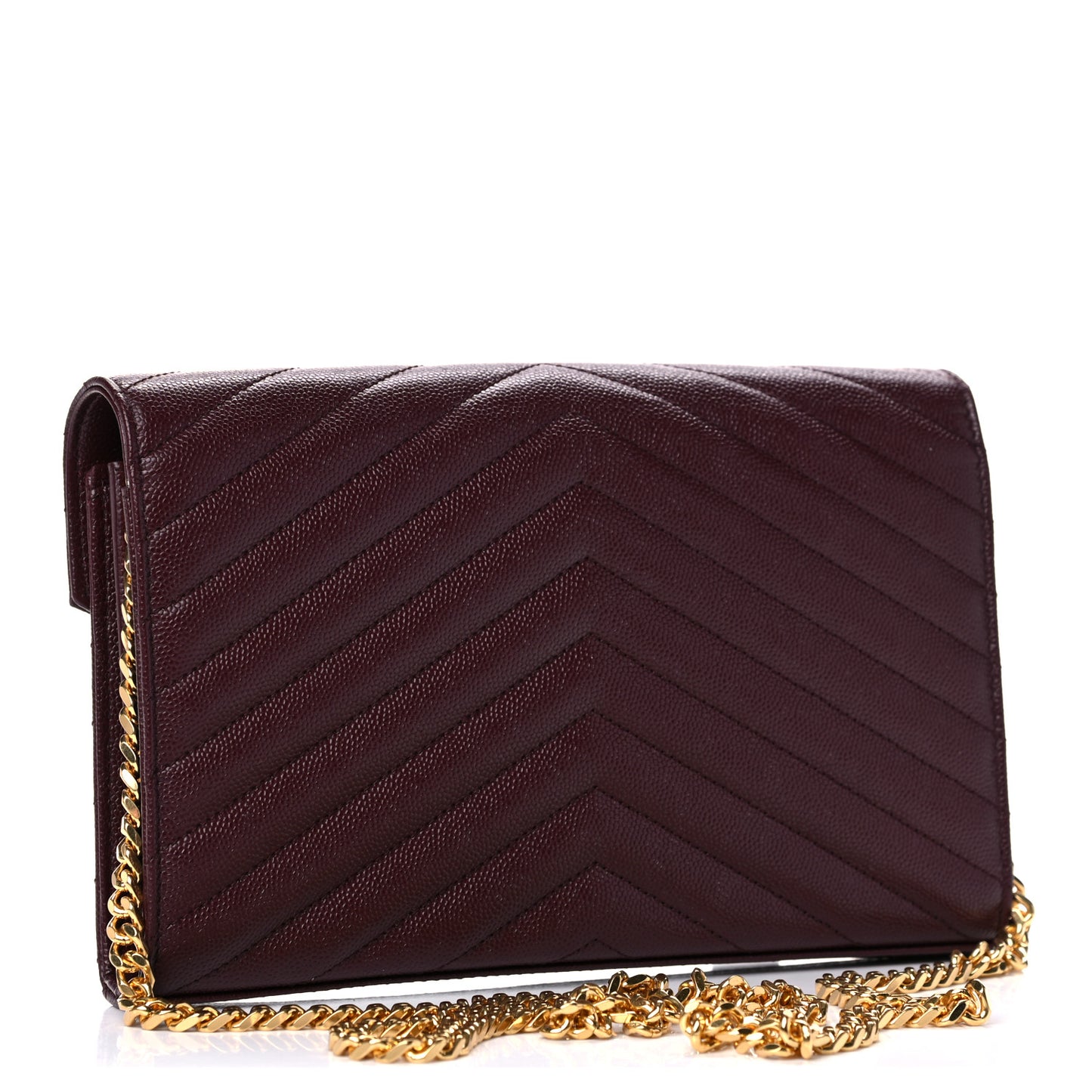 Grain De Poudre Matelasse Chevron Monogram Chain Wallet Rouge Legion