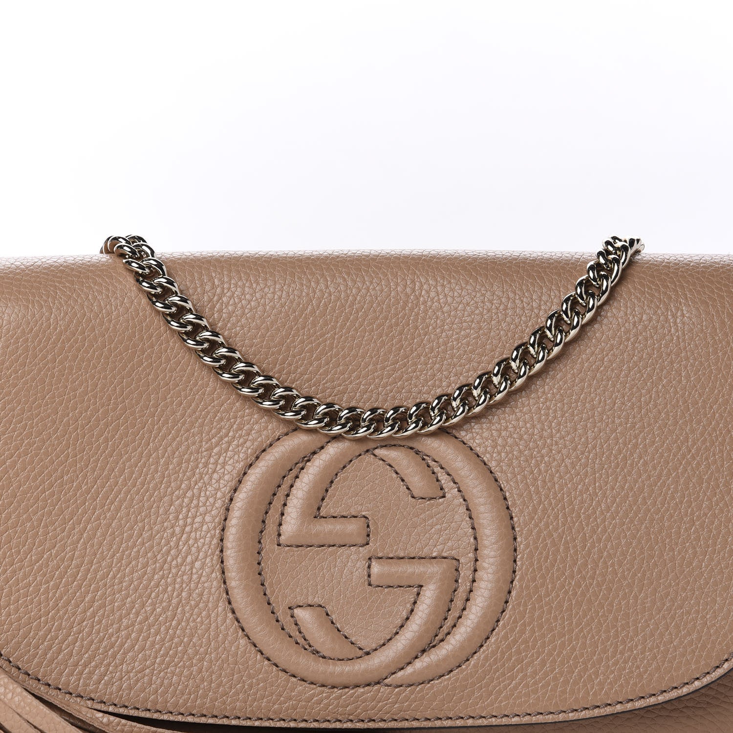 Gucci Pebbled Calfskin Medium Soho Flap Crossbody Camelia 11 of 11