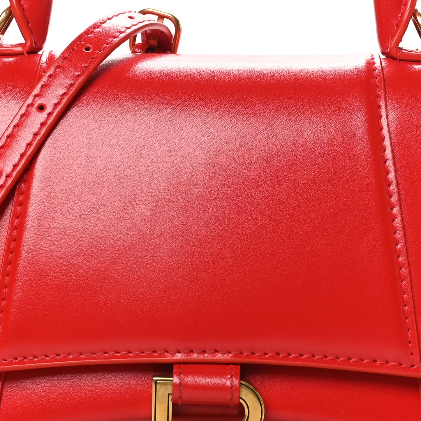 Shiny Box Calfskin Small Hourglass Top Handle Bag Bright Red