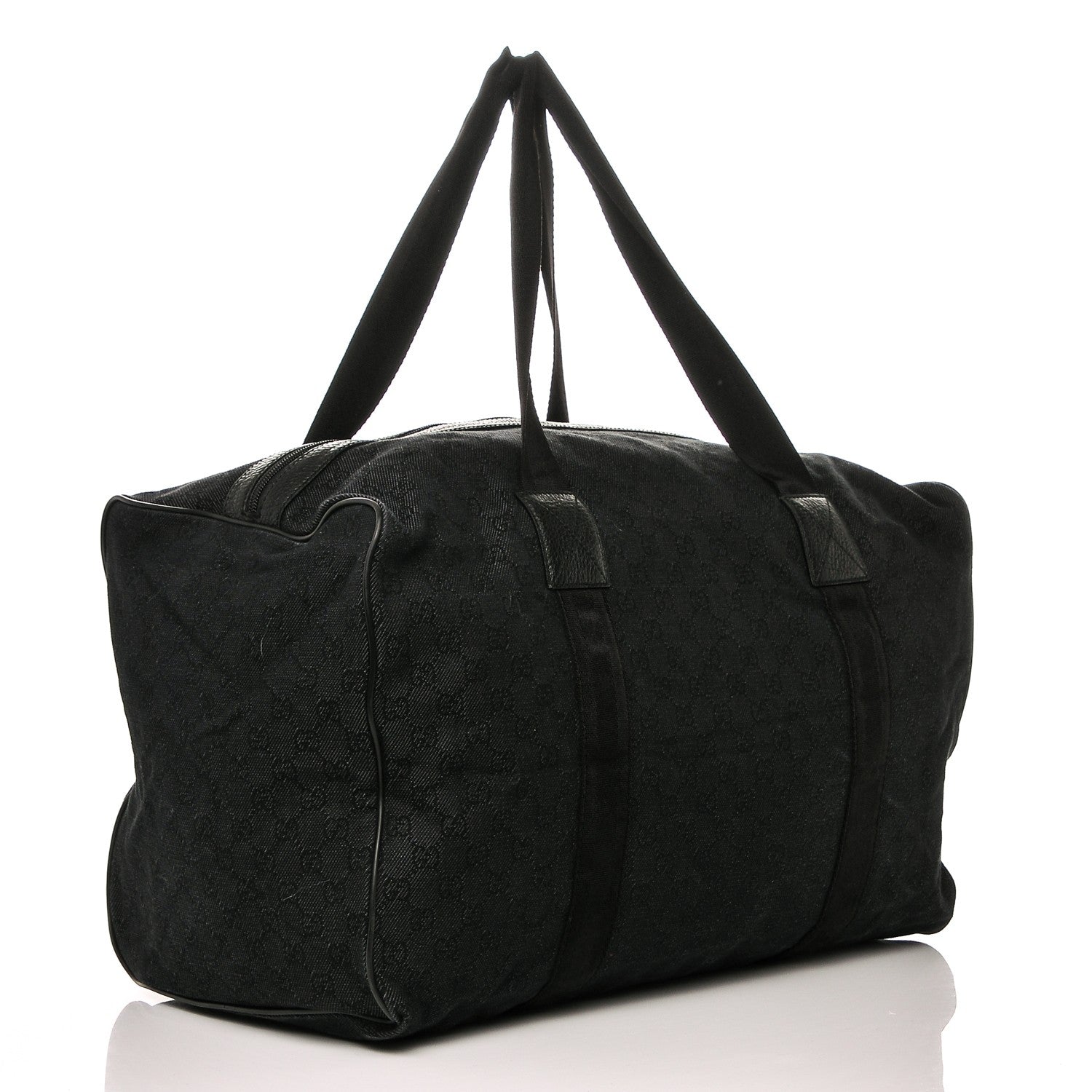 Gucci Denim Monogram Large Collapsible Carry On Duffle Black 3 of 6