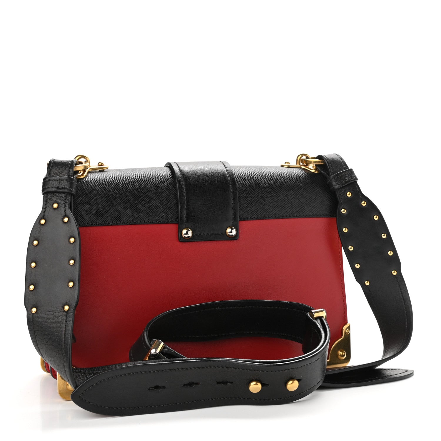Prada City Calfskin Saffiano Cahier Bag Fuoco Black 3 of 13