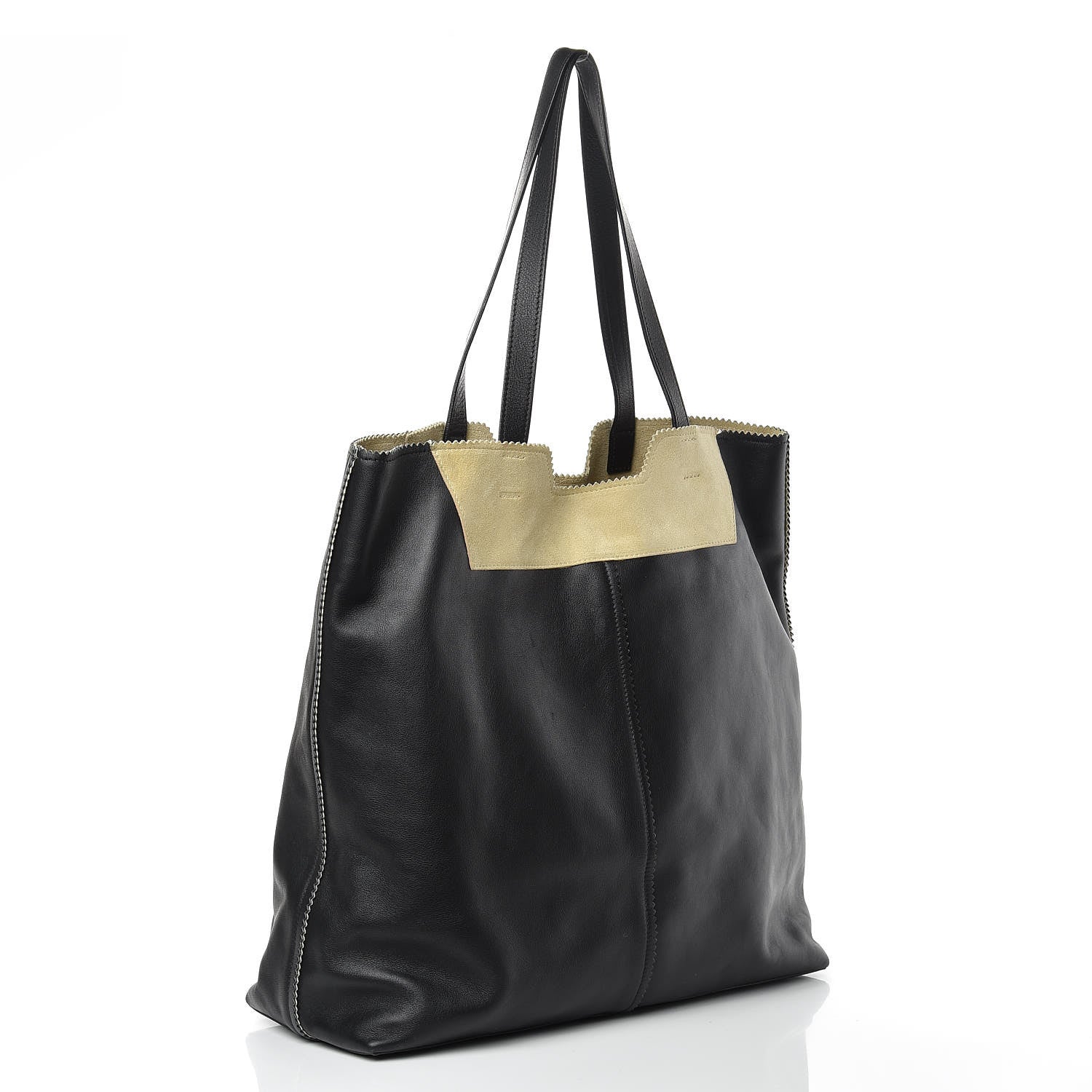 Proenza Schouler Smooth Calfskin Suede Paper Tote Black Beige 3 of 15