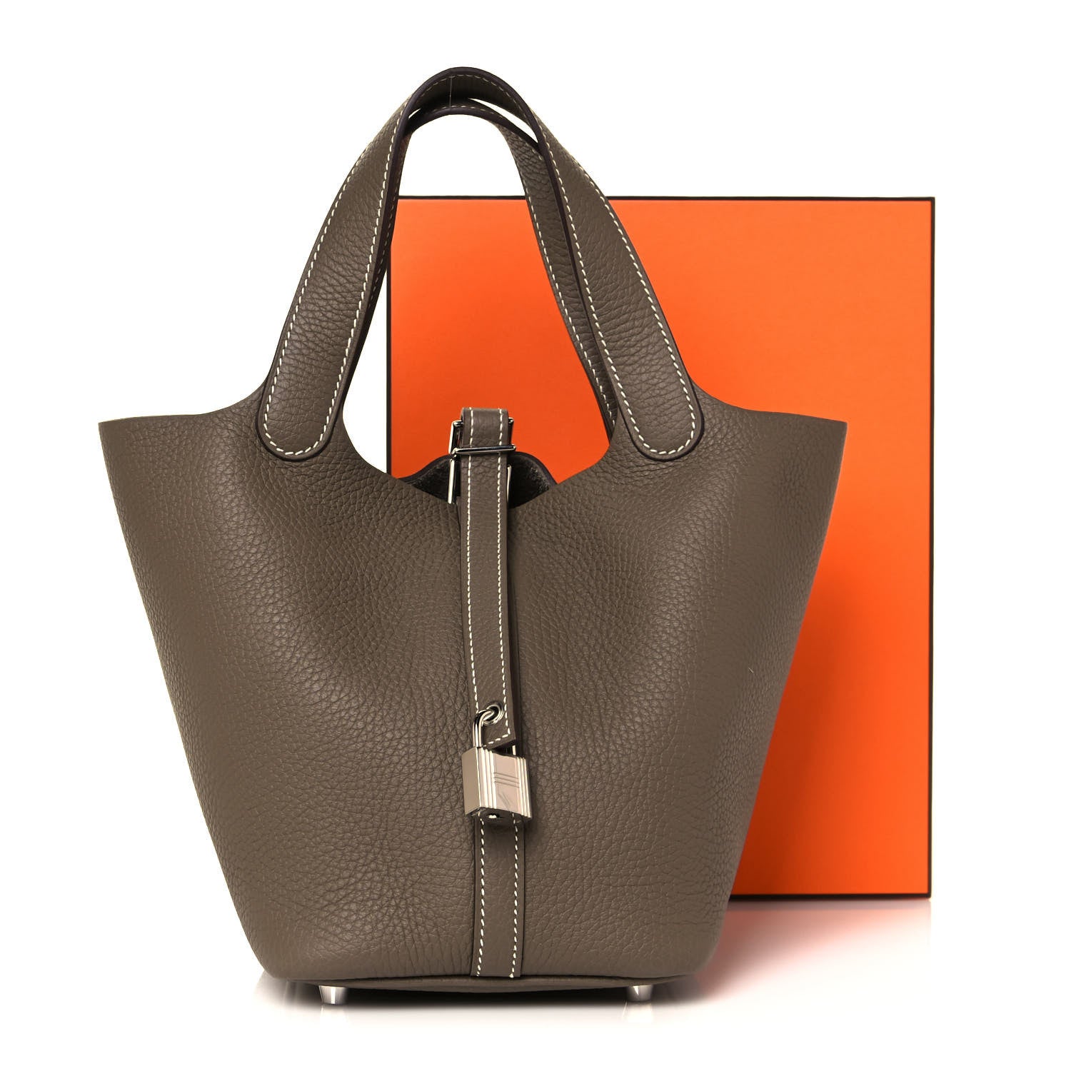Hermes Taurillon Clemence Picotin Lock 18 PM Etoupe 12 of 12