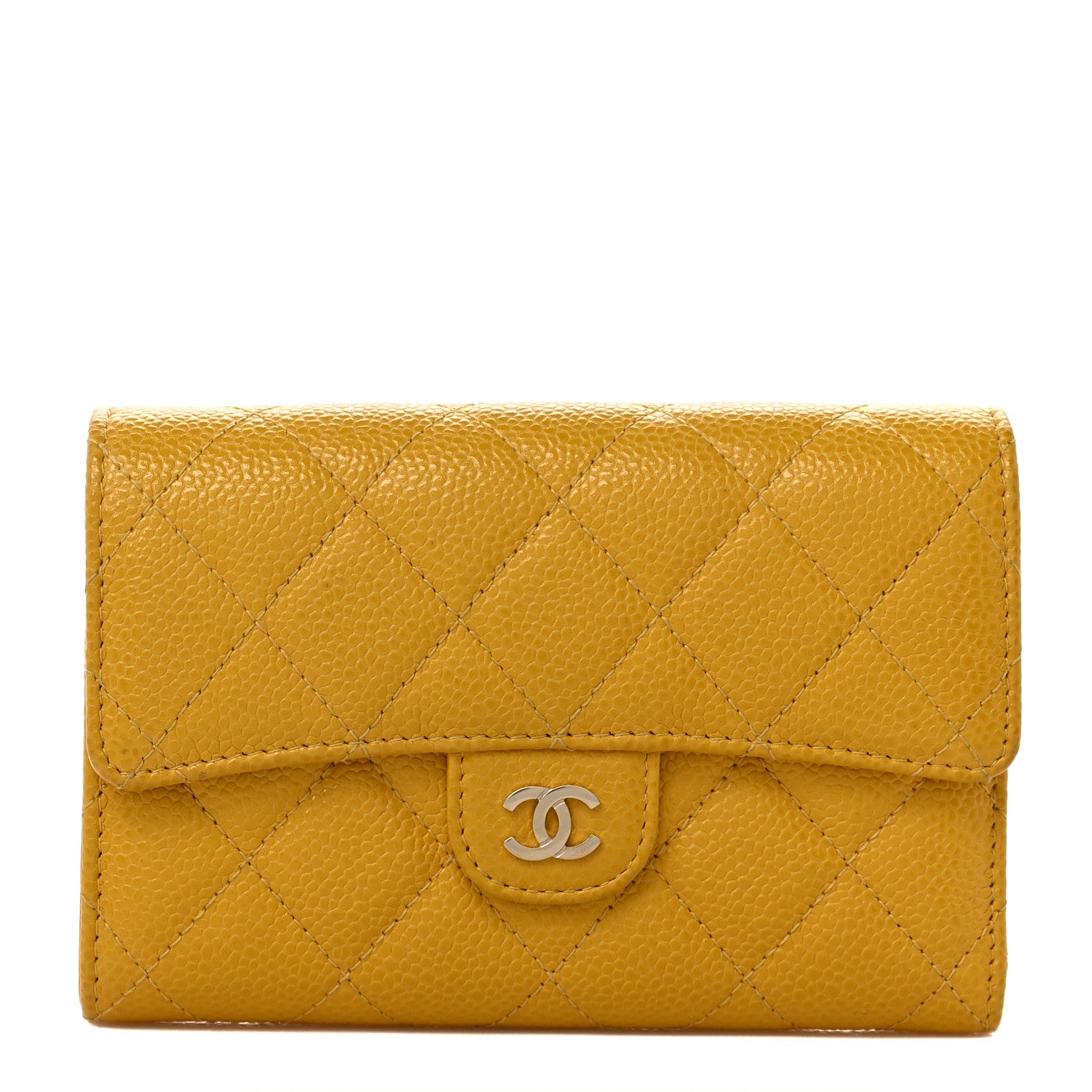 Chanel Caviar Quilted Medium Flap Wallet Yellow 1 of 10