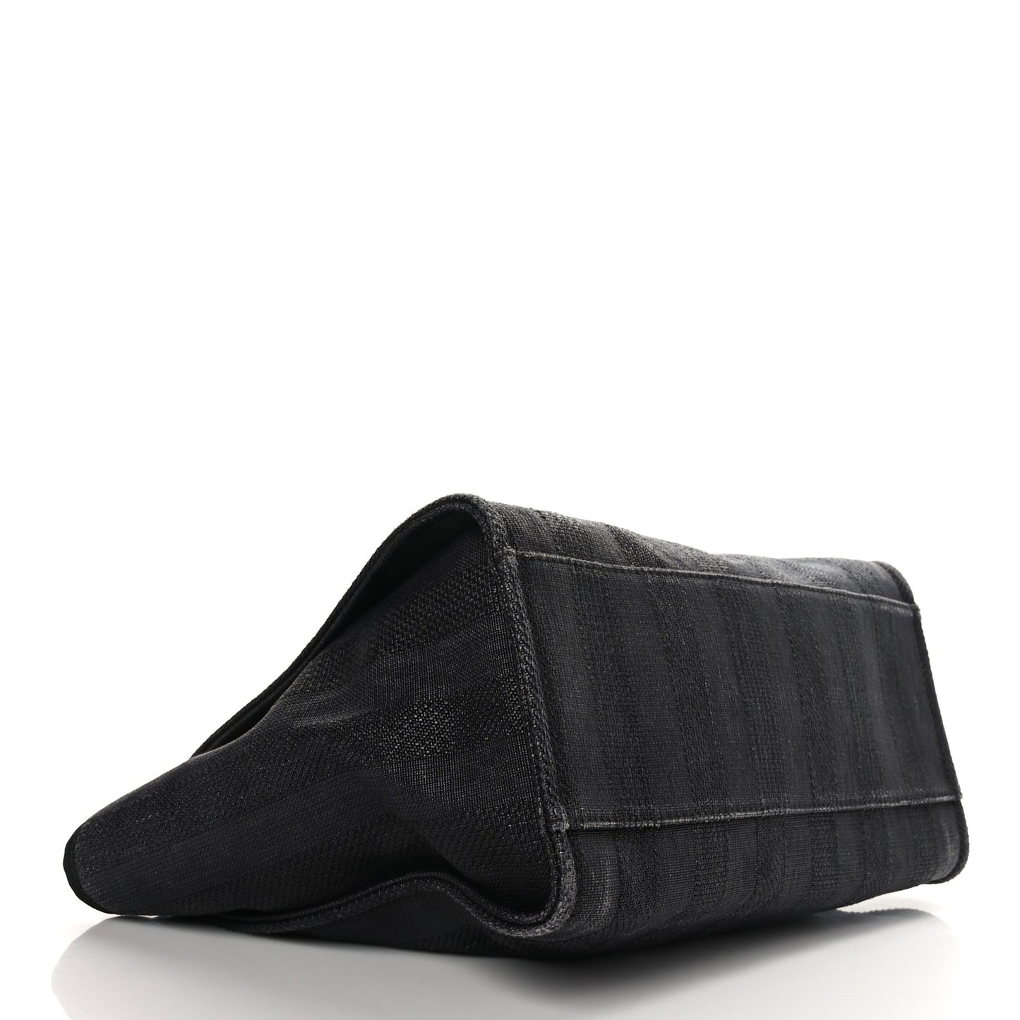 Mixed Fibers Calfskin Striped Medium Deauville Tote Black