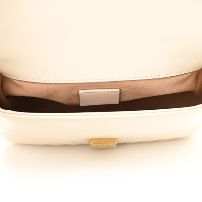 Gucci Calfskin Matelasse Mini GG Marmont Top Handle Shoulder Bag White 5 of 9