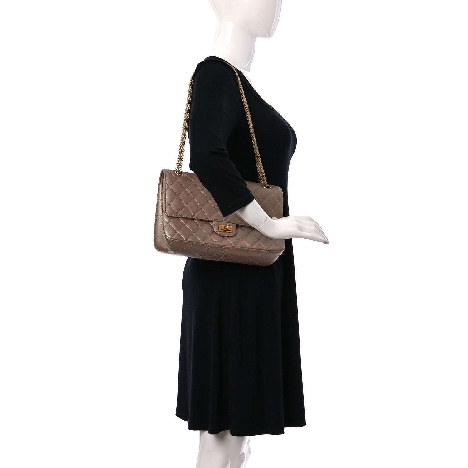 Chanel Metallic Calfskin Quilted 2.55 Reissue 226 Flap Dark Gold 2 of 10