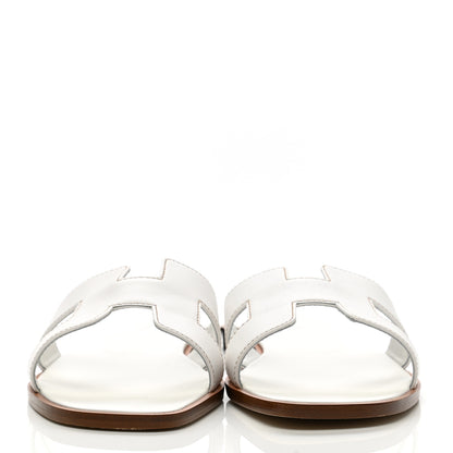 Hermes Box Calfskin Oran Sandals 39.5 White 2 of 9