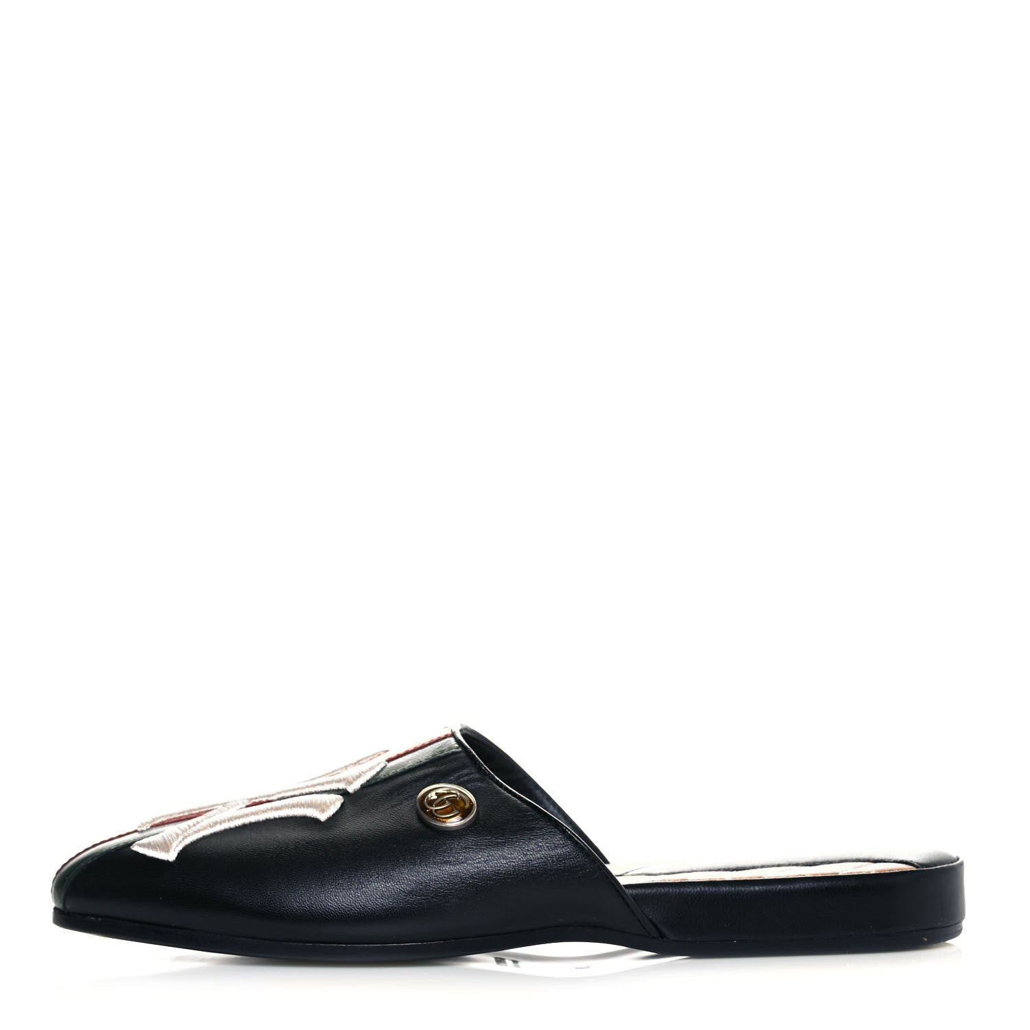 Gucci X MLB Lambskin NY Yankees Embroidered Womens GG Slippers 36 Black 1 of 6