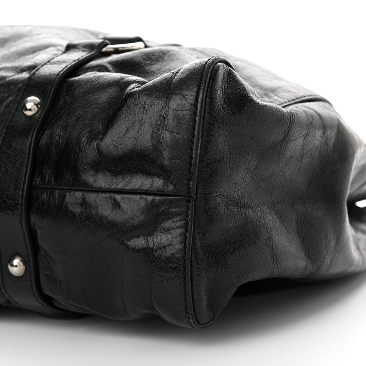 Miu Miu Vitello Lux Gathered Tote Black 10 of 14