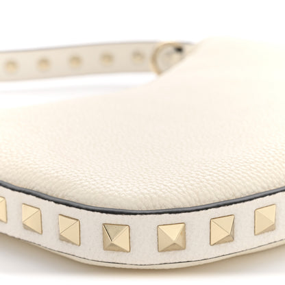 Valentino Garavani Grainy Calfskin Mini Rockstud Hobo Ivory 8 of 11