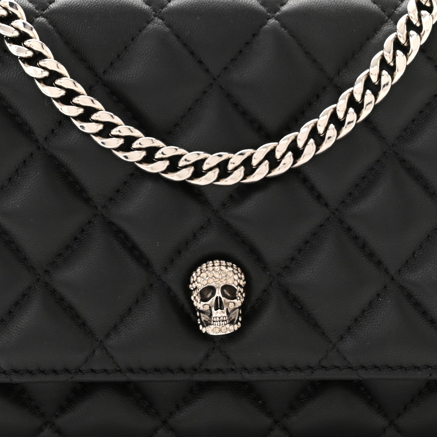 Alexander McQueen Calfskin Quilted Mini Skull Chain Crossbody Bag Black 8 of 10