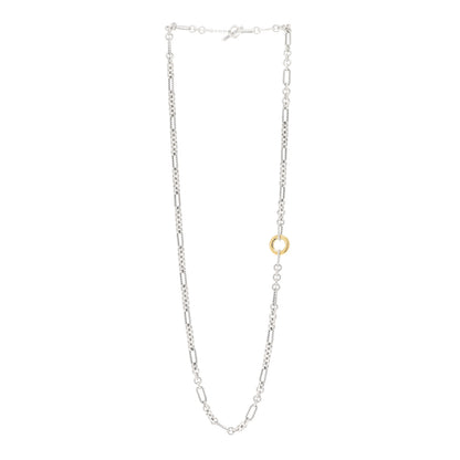 David Yurman Sterling Silver 18K Yellow Gold Figaro Two Tone Link Necklace 3 of 6