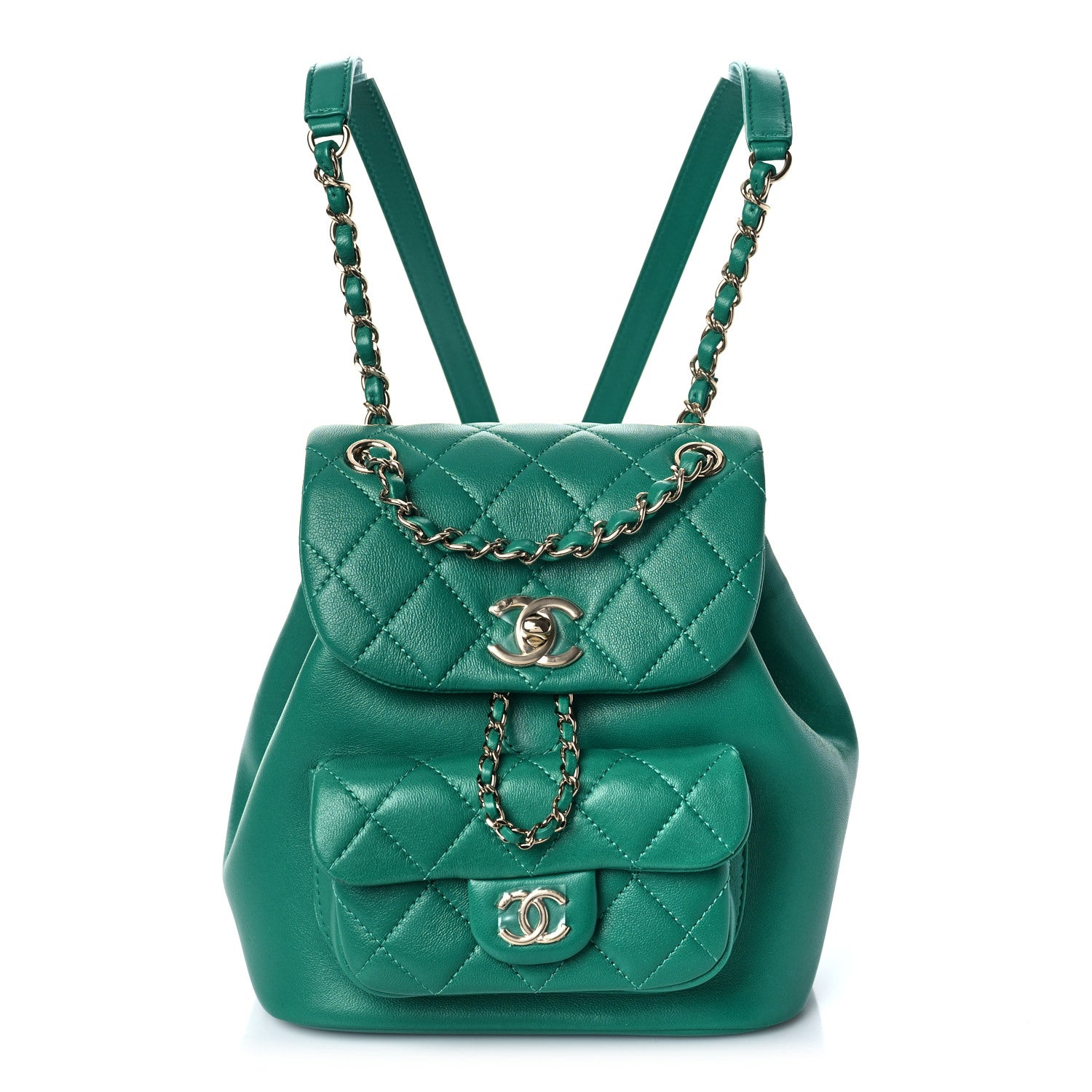 Chanel Lambskin Quilted Small Duma Drawstring Backpack Green 1 of 9