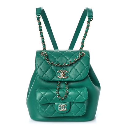 Chanel Lambskin Quilted Small Duma Drawstring Backpack Green 1 of 9