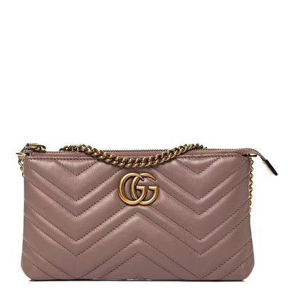 Gucci Calfskin Matelasse Mini GG Marmont Chain Bag Porcelain Rose 1 of 9