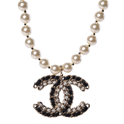Chanel Lambskin Pearl Crystal CC Short Necklace Gold 5 of 6