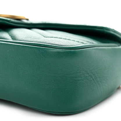 Gucci Calfskin Matelasse Super Mini GG Marmont Shoulder Bag Emerald Green 9 of 9