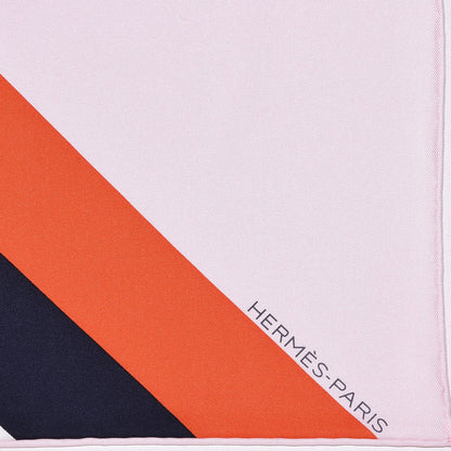 Hermes Silk Centered Rhyme de Elaine Lustig Cohen Scarf 90 Rose Pale Orange Marine 5 of 5