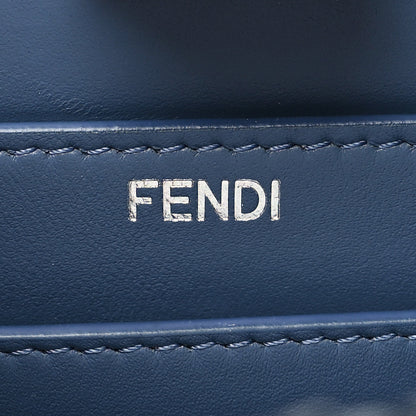 Fendi Vitello Grace Shiny Nappa Helix Woven Small Peekaboo I SEE U Satchel Mirto Dark Blue White Ice 7 of 12
